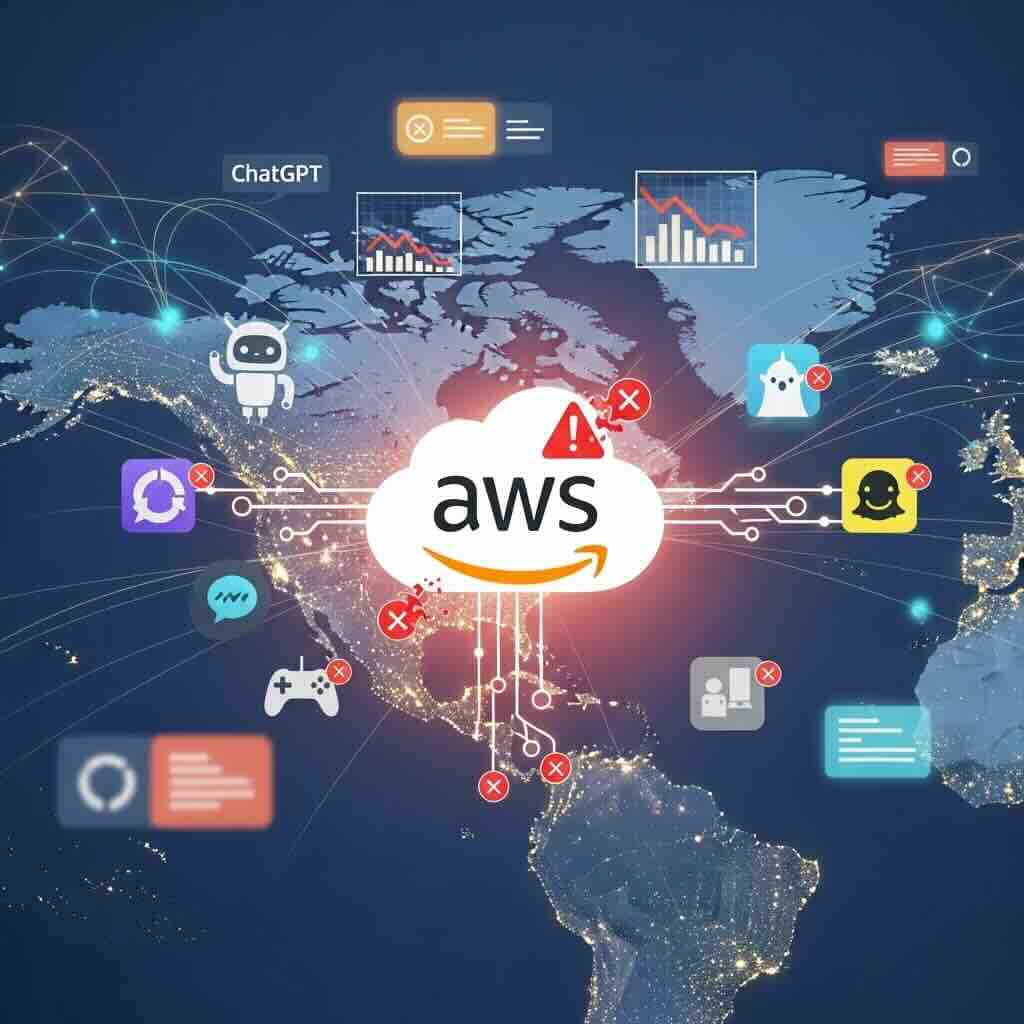 AWS 미국 동부 데이터센터 DNS 장애로 글로벌 인터넷 서비스 마비: AI 플랫폼 및 금융 시스템에 큰 타격